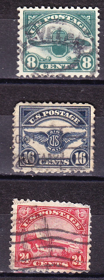 US Scott C4-C6 old 8c-24c 2nd issue air mail stamps complete set U/F-VF CV $70 - Image 1 of 1