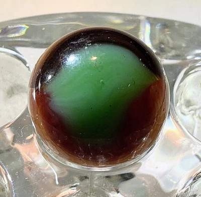 5/8”  Vitro Agate Bullseye Marble With Oxblood In Wet Mint Condition. - Image 1 of 4
