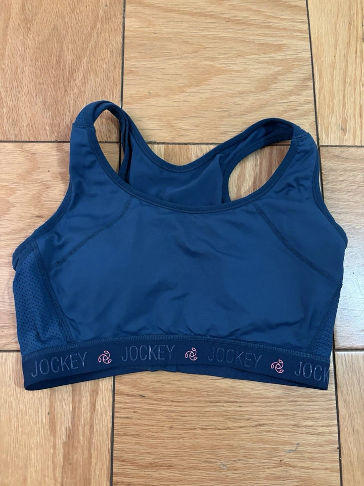 Sujetador deportivo Jockey talla L “Stay Dry” azul y rosa para mujer floral espalda deportiva ajuste de gimnasio Foto 1 de 4