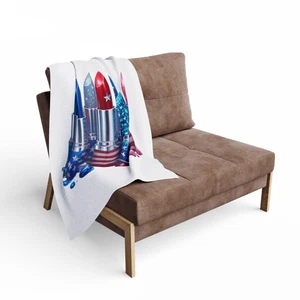 Manta polar, tiro acogedor, decoración de EE. UU., regalo para ella, lápiz labial patriótico  - Imagen 1 de 4