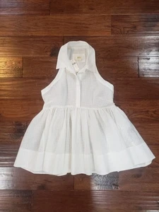 Maeve Anthropologie White Sleeveless Collar Sheer Dress Top Tank size 10 NWT - Picture 1 of 13