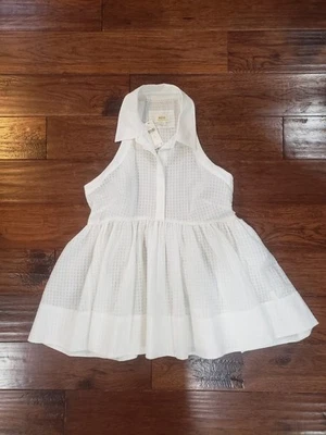 Maeve Anthropologie White Sleeveless Collar Sheer Dress Top Tank size 10 NWT - Image 1 of 4