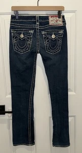 See Photos True Religion Billy Super T Denim Blue Jeans Size 27 Logo Pockets - Picture 1 of 15
