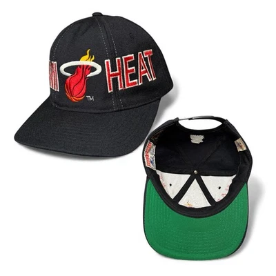Vintage 90s Starter Miami Heat Script Snapback Hat The Natural 100% Wool NBA - Image 1 of 4
