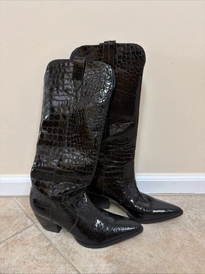 Botas Matisse Stella de cuero negro cocodrilo en relieve talla 9 para mujer’s Foto 1 de 4