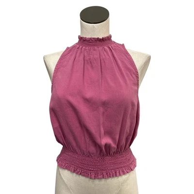 NWT Bella Dahl Pink Tank Top Smocked Hem Womens Size Small Sleeveless Cropped - Image 1 of 4