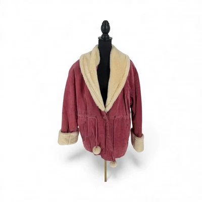 Vtg 90s Atlantic Beach Leather Coat Suede Pink Jacket Romantic Feminine Winter - Image 1 of 4
