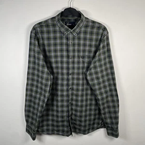 Fred Perry Plaid Check Long Sleeve Shirt Button Down Grey Mens Size M - Picture 1 of 18