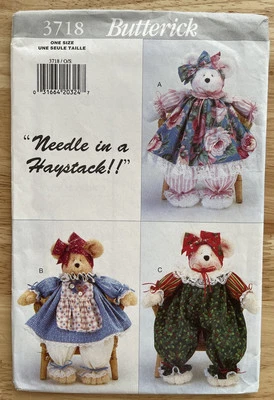 🌺 BUTTERICK #3718 - CUTE "NEEDLE IN A HAYSTACK" PAMMY STUFFED BEAR PATTERN  FF - Image 1 of 3