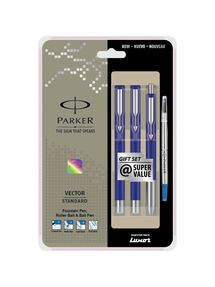 Parker Vector Standard Triple CT Pen Gift Set With BlUE Ink - image 1 of 1
