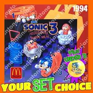 SET McDonald's 1994 SONIC The HEDGEHOG 3 Sega VIDEOSPIEL Schwänze IHRE WAHL - Bild 1 von 12