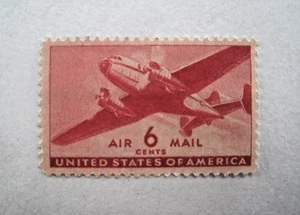 US Stamp 1941 Sc #C25 Twin-Motored Transport Plane Air Mail 6c Mint LH - Picture 1 of 2