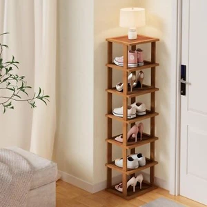 Vertical Shoe Rack for Entryway Bambom Shoe Rack 7-Tier Tall Shelf for Narrow... - Picture 1 of 7