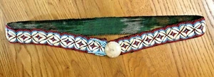 BEAUTIFUL HANDMADE BEADED WITH SHELLS LARGE BUTTON BELT ORIGINAL - Picture 1 of 8
