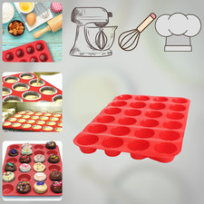 Mini Muffin Cup Silicone Cookies Cupcake Bakeware Pan Tray Mould (24 Cavities)