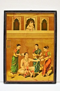 Antique Raja Ravi Varma Lithograph Oleograph Print Gopichand Printed in Germany - Picture 1 of 9