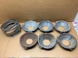68-70 AMX AMC JAVELIN REBEL RAMBLER HEADLIGHT 7” BUCKET & 7/8” TRIM RINGS 6 LOT - Picture 1 of 2
