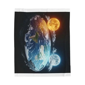 Celestial World Velveteen Plush Blanket, Cozy Gift for Stargazers, Space Decor, - Picture 1 of 5