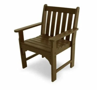 Sillón de comedor de patio exterior de madera de polietileno marrón duradero resistente calidad duradera Foto 1 de 3