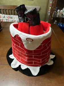 SANTA Stuck in CHIMNEY Christmas HAT Party Costume Legs Novelty Large Cap - Picture 1 of 8