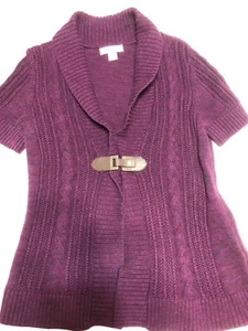 Christopher & Banks lila Pullover Kurzarm Schnalle vorne Gr. S Damen - Bild 1 von 6