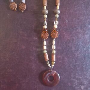 Multi-Stone of Varied Sizes And Shapes Necklace and Earrings Set 20" Necklace 