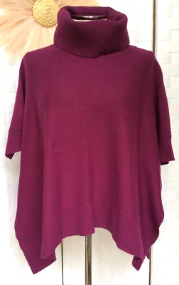 Suéter Theory 100 % cachemir magenta púrpura manga corta cuello alto P TP FXG Foto 1 de 4