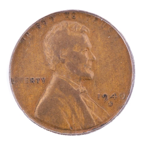 ERROR 1940 S Lincoln Cent ANACS EF40 Struck Through Grease Wheat Penny 1c Cover