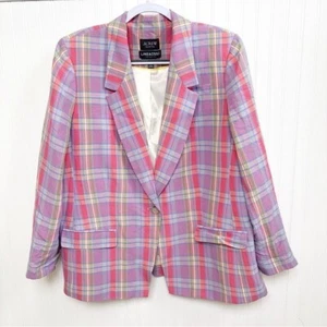J. Crew Collection BR165 lila & pink Sunset karierter Willa Blazer Damengröße 20 - Bild 1 von 7
