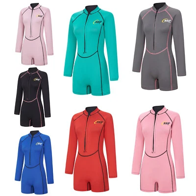 Frauen 2.5mm Neopren Wetsuit Reißverschluss Jumpsuit Surfen Schnorcheln Tauchen - Bild 1 von 3