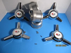 4  WESTERN 3 BAR  SPINNERS CAPS CENTER / 5 LUG TURBINE WHEELS W/SU/FLA 3 1/8 OD - Picture 1 of 2