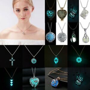 Charm Luminous Locket Glow In The Dark Pendant Necklace Chain Women Men Jewelry