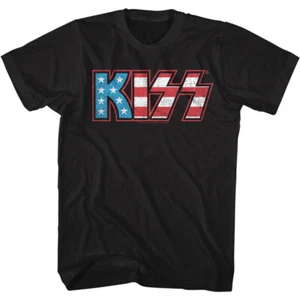 Camiseta Kiss EE. UU. Bandera Estrellas y Rayas Logotipo Para Hombre Música Metal Música Merchandising - Imagen 1 de 3