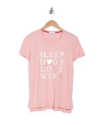 NWT PJ Salvage Blush Sleep Dog Love Wine T-Shirt Size Small - Image 1 of 4