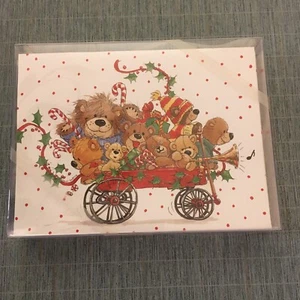 Vintage SUZY'S ZOO Boxed Christmas Cards Wagons of Fun, Set of 18, NEW in Box - Picture 1 of 8