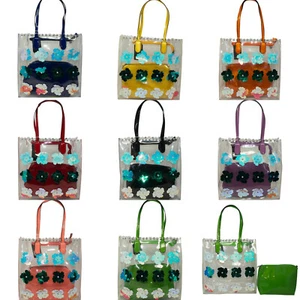 Ladies Floral Clear Vanity Tote Bag Women Transparent Shoulder Handbag J8005 - Picture 1 of 50