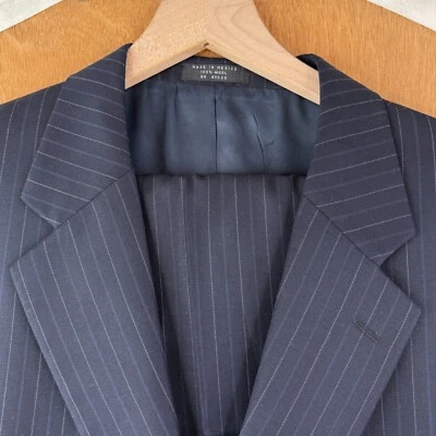 Donald Trump Suit Mens 44L Navy Blue Pinstripe 2 Button 100% Wool Pants 32x31 - Image 1 of 4