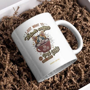 Personalised Cat and Coffee Lover Mug Gift Cat Owners Coffee Addicts 11oz 15oz - Picture 1 of 7