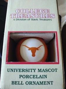 College Treasures Porcelain Mascot Bell Ornament University of Texas 2002 In Box - Picture 1 of 4