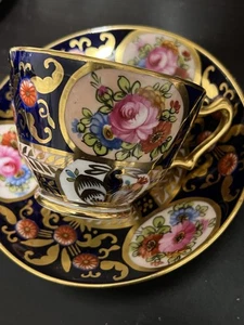 Crown Staffordshire Kobalt Blau Gold Imari Stil Teetasse Untertasse Set - Bild 1 von 18