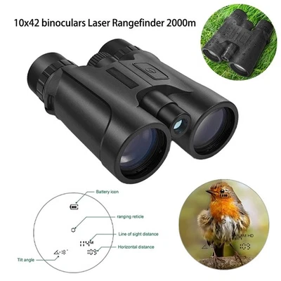 Optics Binoculars Rangefinder BK7 Prism HD Telescopes 10X42 Distance 2000m Range - Image 1 of 4
