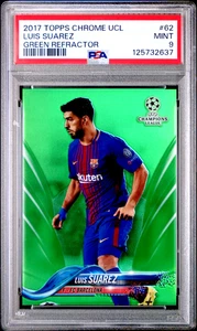 2017 Topps Chrome UCL 62 Luis Suarez Green Refractor #/99 PSA 9 FC Barcelona - Bild 1 von 2