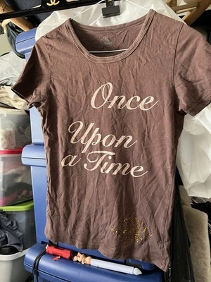 ROXY~CORONA DE CRISTAL~PEQUEÑA PRINCESA UNA VEZ~CAMISA TOP MARRÓN ALGODÓN SUAVE Foto 1 de 4