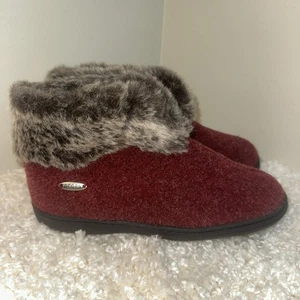 Botines chinchilla de imitación de bellota para mujer rojos con cuello de piel sintética zapatos 6,5-7,5 - Imagen 1 de 7