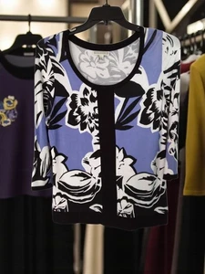 Dana Buchman Gr. S Pullover 3/4 Arm Bluse, mehrfarbig abstrakt geblümt.... - Bild 1 von 7