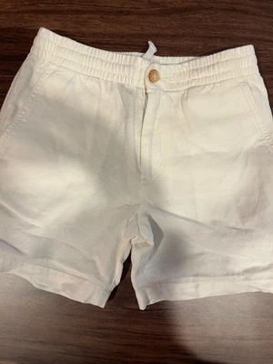 Boys Polo Ralph Lauren White Linen Comfy Flat Shorts with Logo Size 6 New  - Image 1 of 3