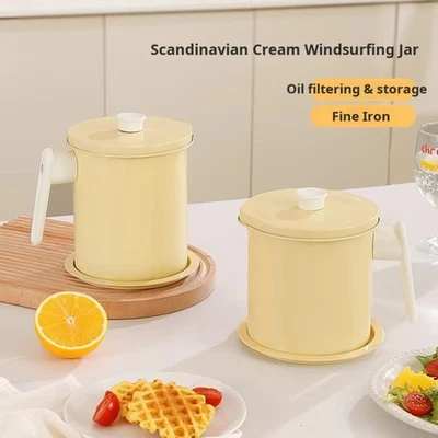 Anti-Leakage Oil Filter Pot BPA-Free Stainless Steel Strainer  Deep Frying - Image 1 of 4