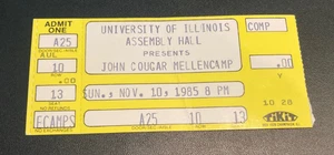 John Cougar Mellencamp University of Illinois Concert Ticket Stub 11/10/85 RARE! - Picture 1 of 2