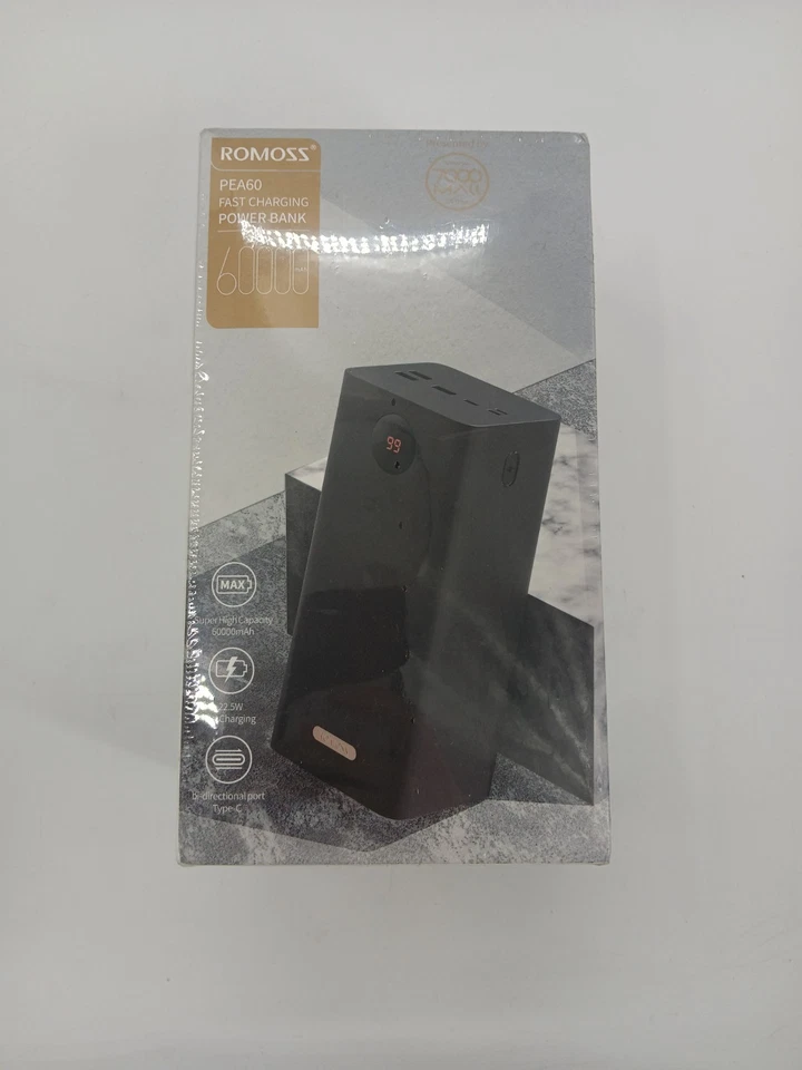 Banco de alimentación de carga rápida Romoss Zeus PEA60 negro portátil 22,5 W 60,000 mAh Foto 1 de 2