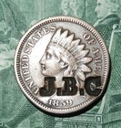 1859 First Year Indian Head Cent with Counter Stamp On The Obv Nice Cond. 140